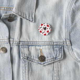 Red Hearts Pattern Valentine's Day Button
