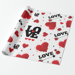 Red Hearts Pattern Valentine's Day Geschenkpapier