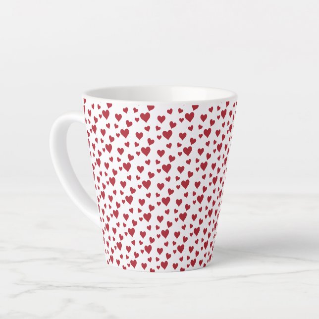 Red Hearts Pattern Valentine's Day Milchtasse (Linke Ecke)