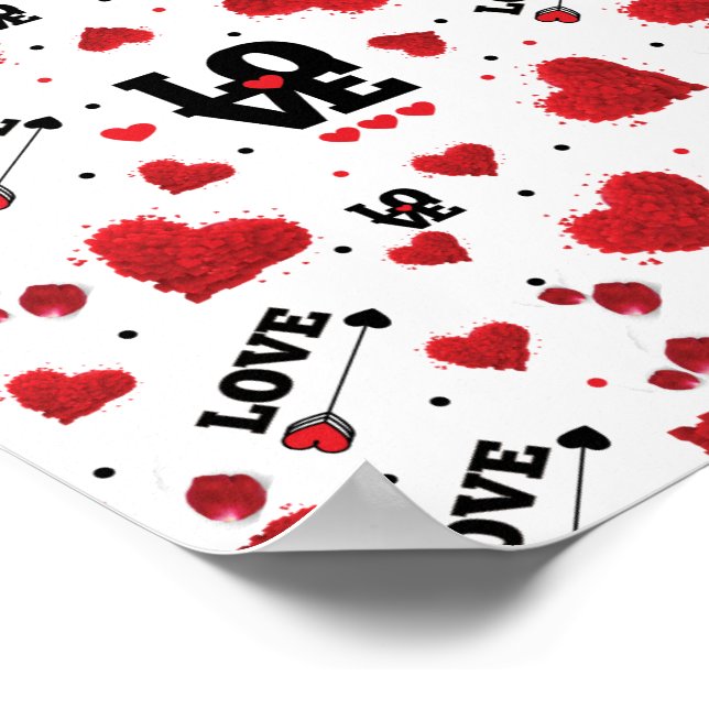 Red Hearts Pattern Valentine's Day Poster (Ecke)
