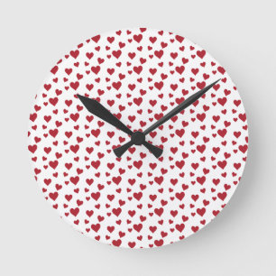 Red Hearts Pattern Valentine's Day Runde Wanduhr