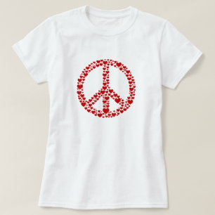 Red Hearts Peace Sign T - Shirt
