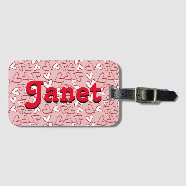 Red Hearts Personalisiert Gepäckanhänger (Vorderseite (Horizontal))