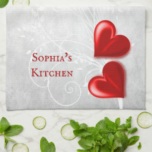 Red Hearts Personalisiert Kitchtuch Geschirrtuch