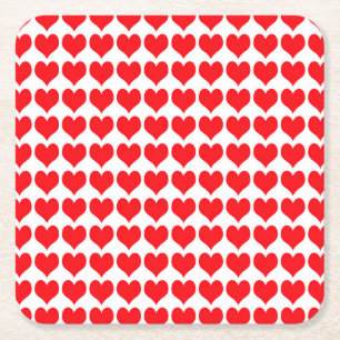 Red Hearts Rechteckiger Pappuntersetzer