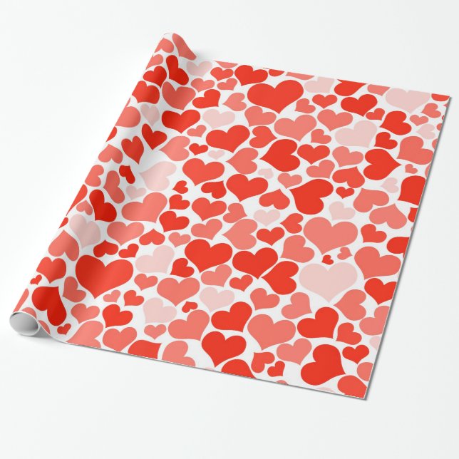 Red Hearts Romantische Liebe Niedlich Girly Birthd Geschenkpapier (Ungerollt)