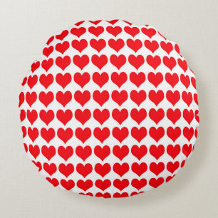 Red Hearts Rundes Kissen