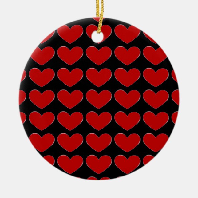 Red Hearts Schwarz-weiße Liebe Hochzeitspass Keramik Ornament (Vorne)