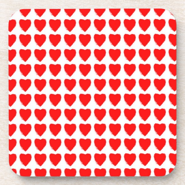 Red Hearts Seamless Pattern Getränkeuntersetzer (Vorderseite)