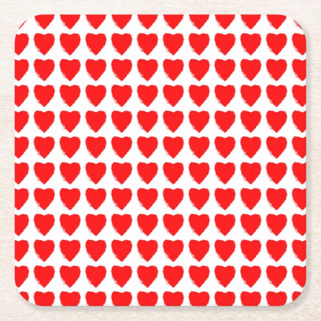 Red Hearts Seamless Pattern Rechteckiger Pappuntersetzer (Vorderseite)
