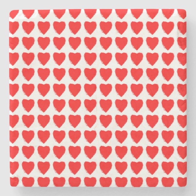 Red Hearts Seamless Pattern Steinuntersetzer (Vorderseite)