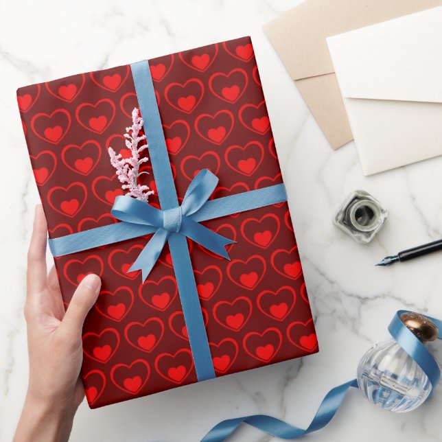 Red Hearts Simple Minimal Geschenkpapier (Schenken)