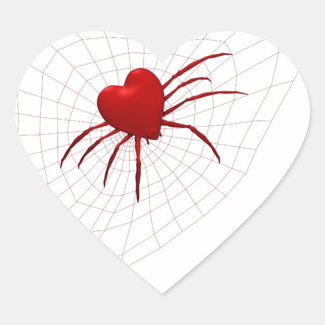 Red Hearts Spider Herz-Aufkleber (Vorderseite)