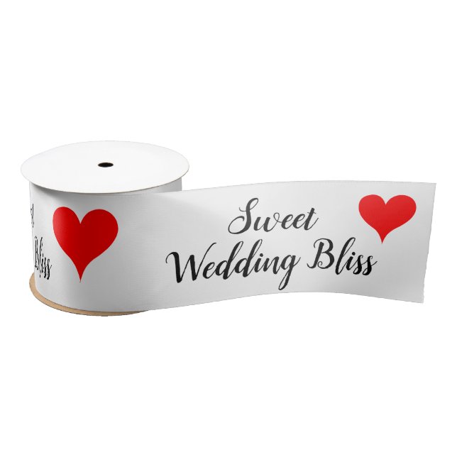 Red Hearts Sweet Wedding Bliss 3 INCH Satinband (Spule)
