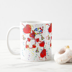 Red Hearts Tasse Happy Birthday Tasse