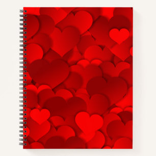 Red Hearts Texture Notizbuch
