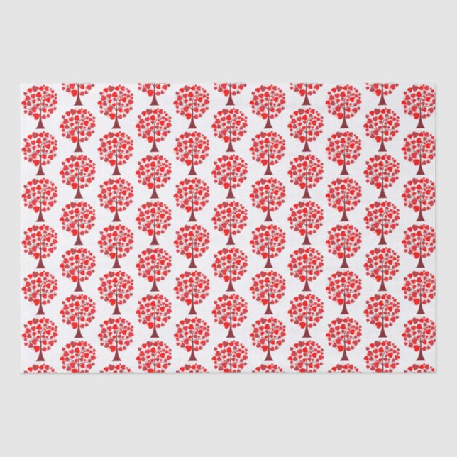 Red Hearts Tree Valentine Seidenpapier (Vorderseite)