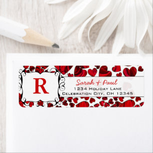 Red Hearts und Rose geben das Adressetikett zurück