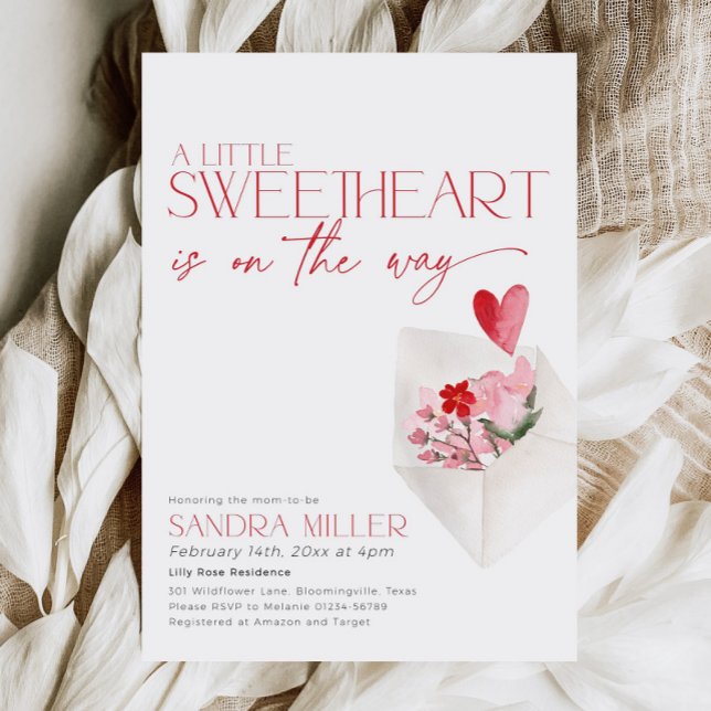 Red Hearts Valentine Baby Dusche Liebe Post Einladung (Von Creator hochgeladen)