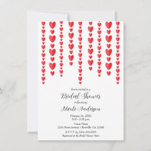 Red Hearts Valentine Brautparty Einladung