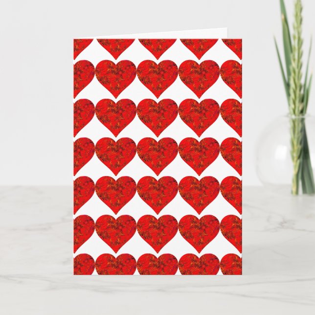 RED HEARTS Valentine Card Feiertagskarte (Vorderseite)