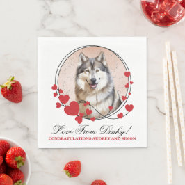 Red Hearts Valentine Wedding Dog Foto Serviette