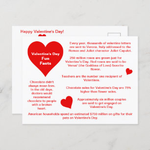 Red Hearts Valentine's Day Fun Fakten Postkarte