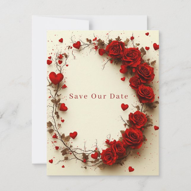 Red Hearts Valentine's Day Wedding Save The Date (Vorderseite)