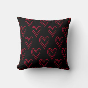 Red Hearts Valentins Minimalistisches Black Sq Kis Kissen