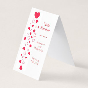 Red Hearts Valentinstag Wedding Tischnummer