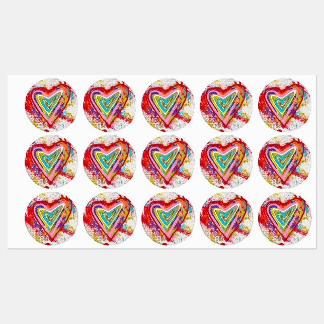 Red Hearts Waterproof Labels Etiketten (Blatt)