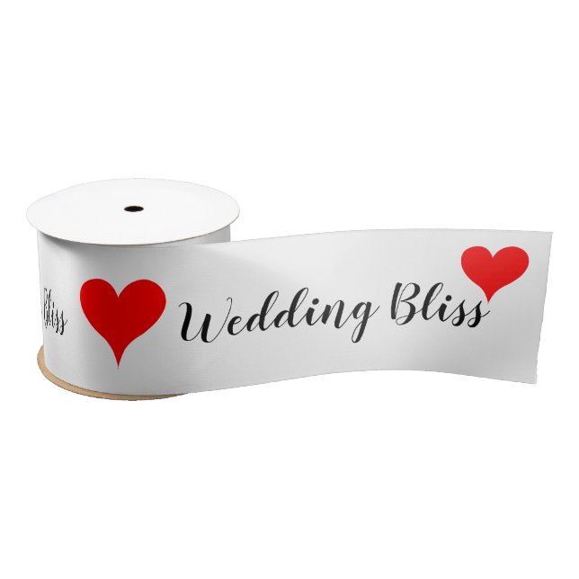 Red Hearts Wedding Bliss 3 INCH Satinband (Spule)