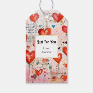 Red Hearts Whimsical Liebe Muster für Sie Geschenkanhänger