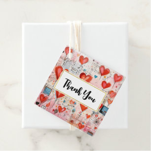 Red Hearts Whimsical Liebe Muster Vielen Dank Geschenkanhänger