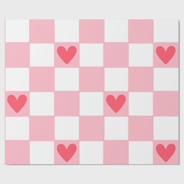Red Hearts Wrapping Paper Geschenkpapier (Flach)