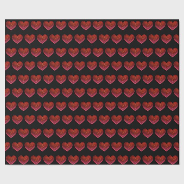 Red Hearts Wrapping Paper love valentines day Geschenkpapier (Saum)
