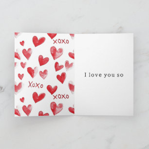 Red Hearts XOXO Liebe Karte