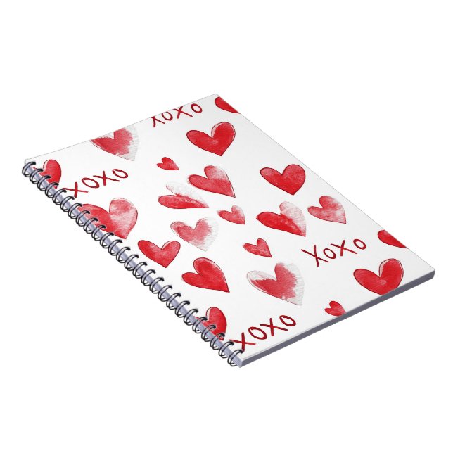 Red Hearts XOXO Liebe Notizblock (Rechte Seite)