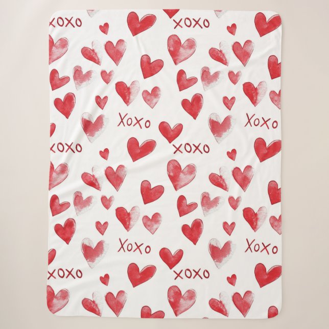 Red Hearts XOXO Liebe Sherpadecke (Vorderseite)