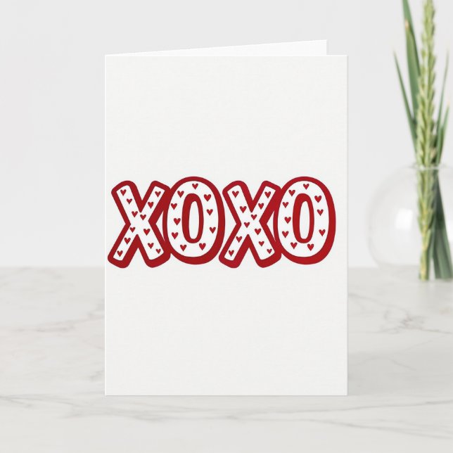 Red Hearts Xoxo Pattern Card Karte (Vorderseite)