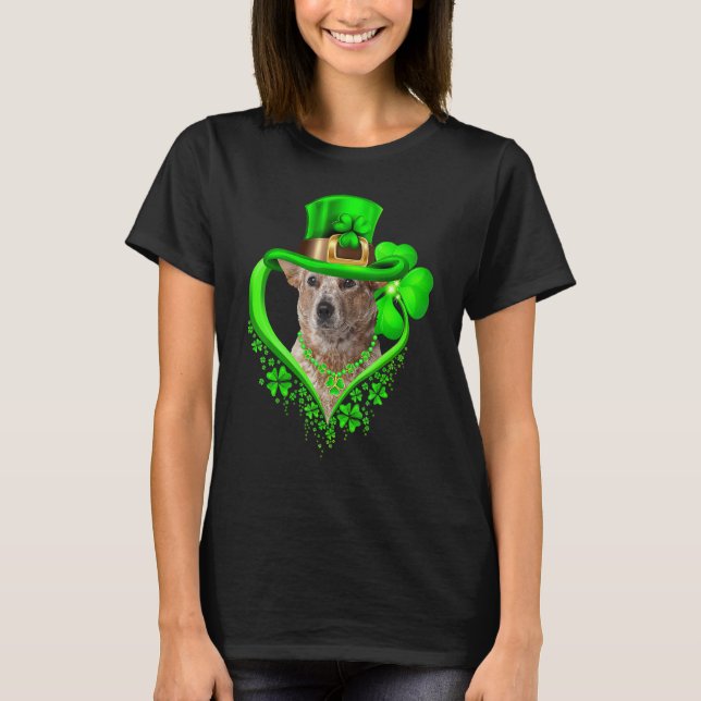 RED Heeler Dog St Patricks Day Lover Irish Shamroc T-Shirt (Vorderseite)