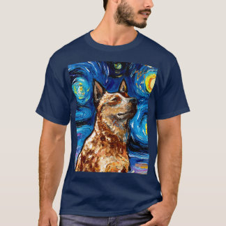 Red Heeler Starry Night Australian Cattle Dog Port T-Shirt