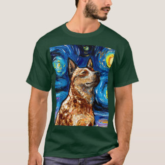 Red Heeler Starry Night Australian Cattle Dog Port T-Shirt