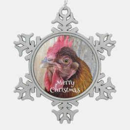 Red Hen Chicken Photo Schneeflocken Zinn-Ornament