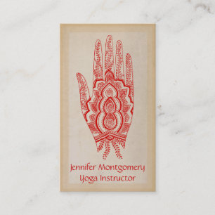 Red Henna Hand Yoga Instructor Business Card Visitenkarte