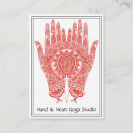Red Henna Hands Yoga Studio Business Card Visitenkarte