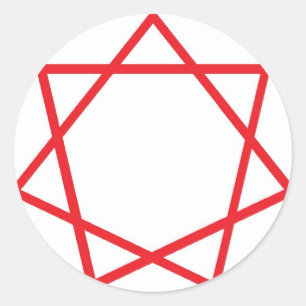 Red Heptagram Runder Aufkleber