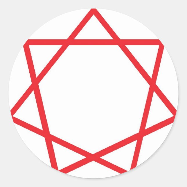 Red Heptagram Runder Aufkleber (Vorderseite)