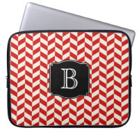 Red Herringbone Chevrons Muster mit Monogramm