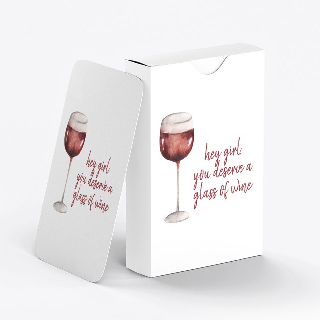 Red Hey Girl You Deserve A Glass Of Wine Quote Spielkarten (Von Creator hochgeladen)